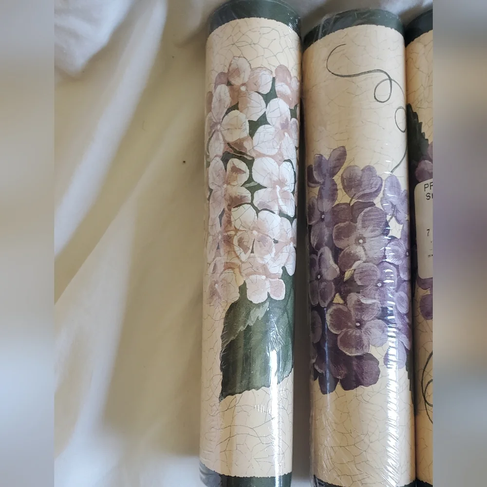 D. W. Wallcoverings Vtg Savannah Floral Wallpaper Border Purple Hydrangeas, New